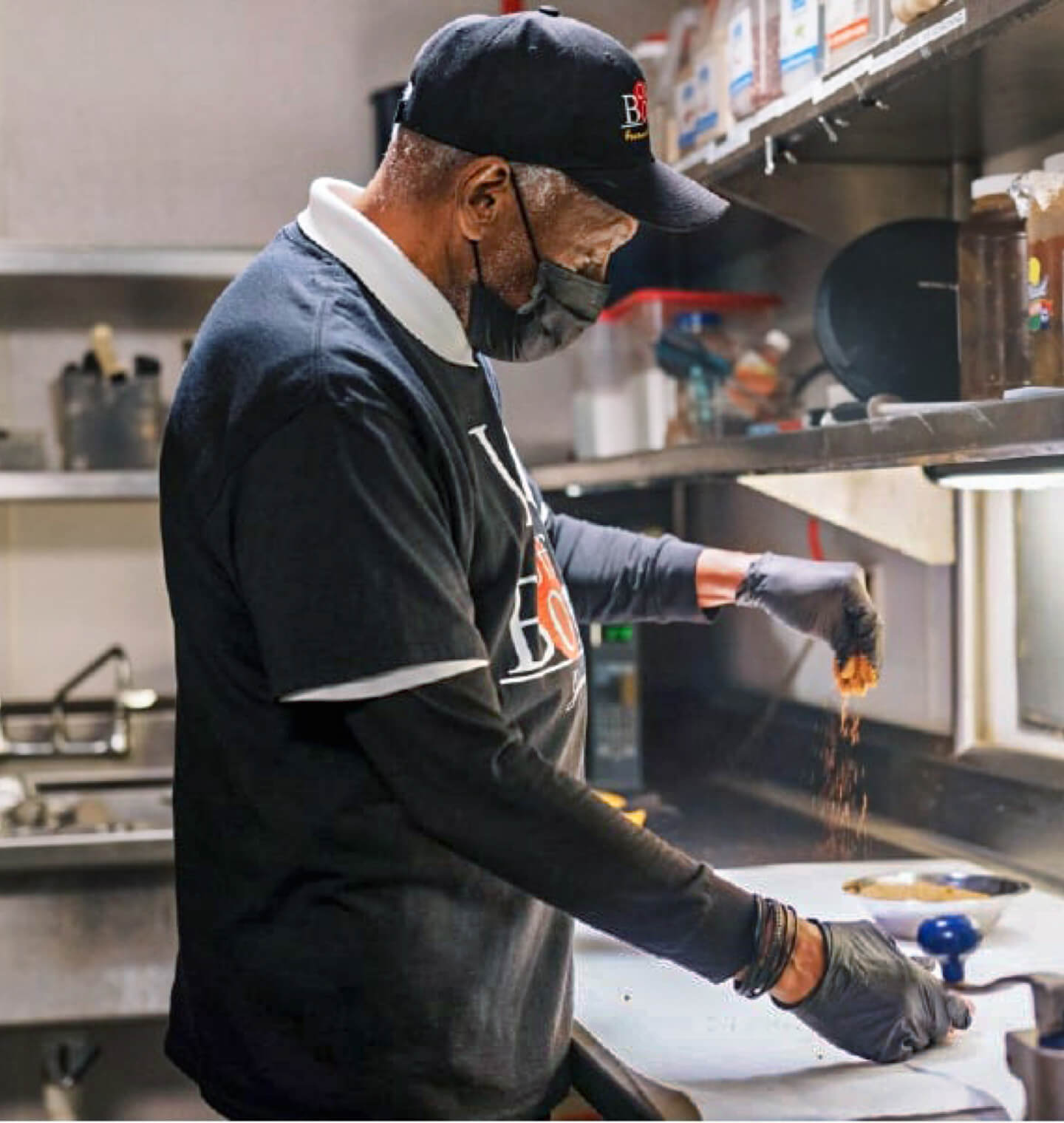 Restauranteur prepping food